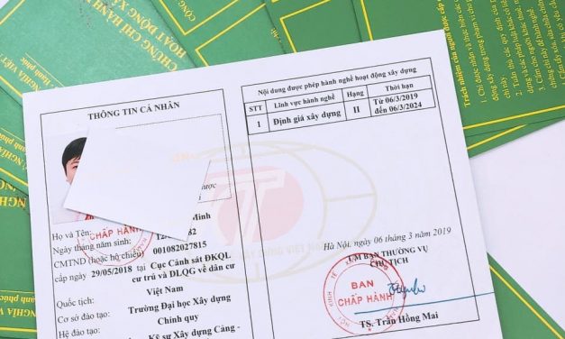 Danh sách các cá nhân được Hội Kinh tế xây dựng Việt Nam cấp chứng chỉ hành nghề đợt 5 ngày 25/01/2019